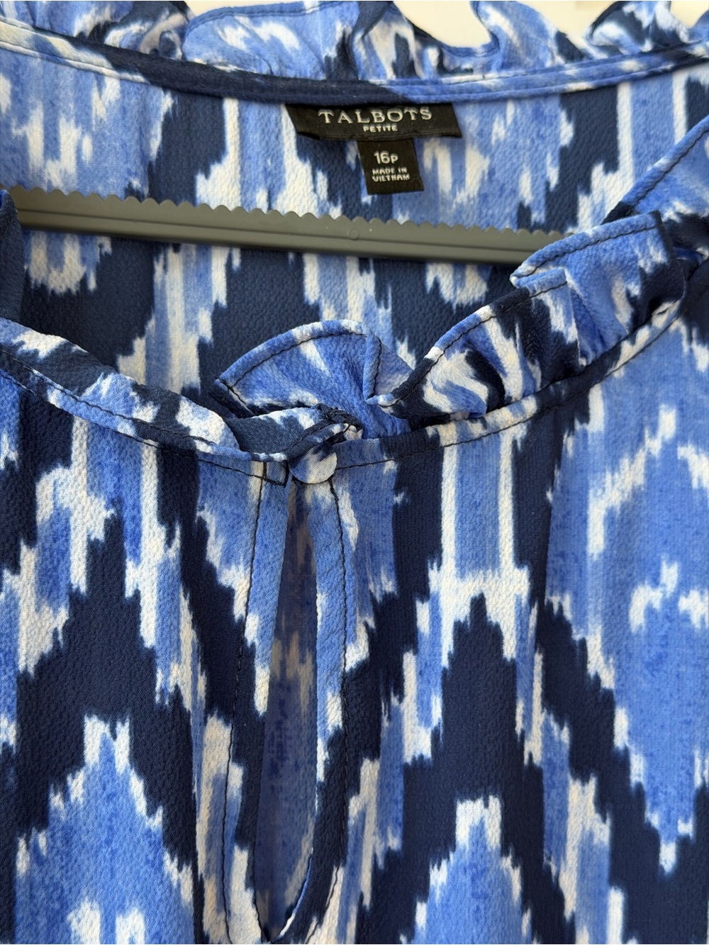 Talbots 16P Blue Patterned Ruffle-Sleeve Midi Dress - Picture 2 of 3